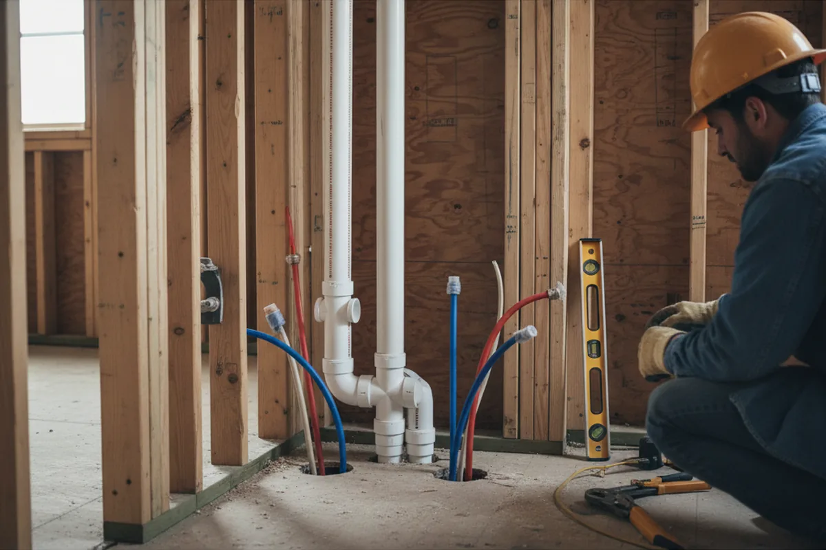 Drain and supply rough-in during Toilet Repair and Installation in Elm City