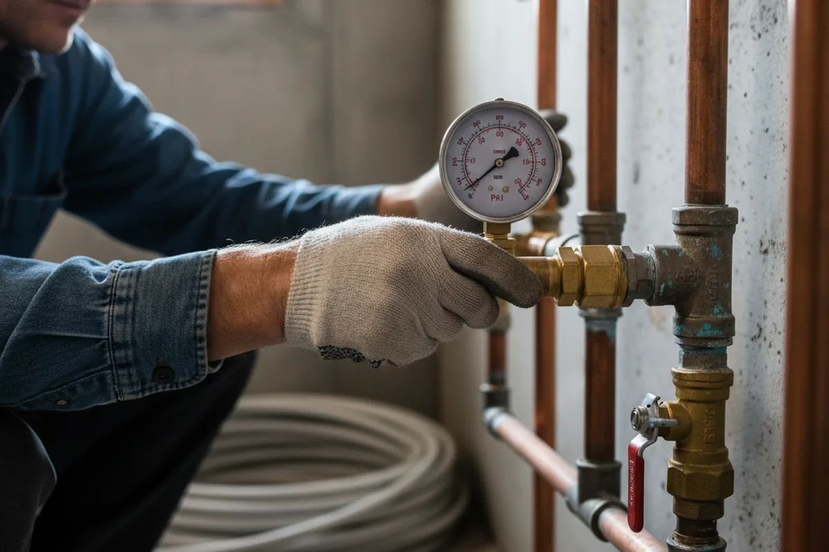 Pressure testing a repaired line during Water Line Repair in Elm City